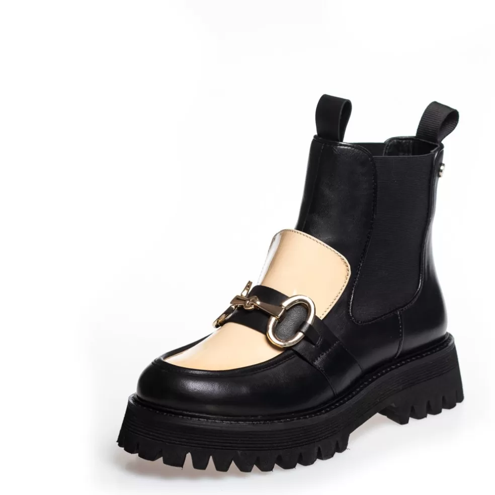 Copenhagen Shoes ALL I WANT MULTI - BLACK/BEIGE*Dame Chelsea Boots | Ankelstøvler