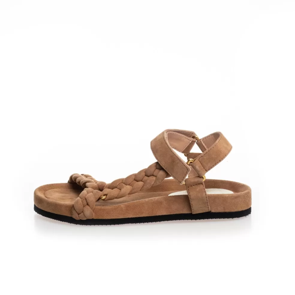 Copenhagen Shoes BEACH SUEDE - DARK BEIGE (SAFARI)*Dame Flade Sandaler