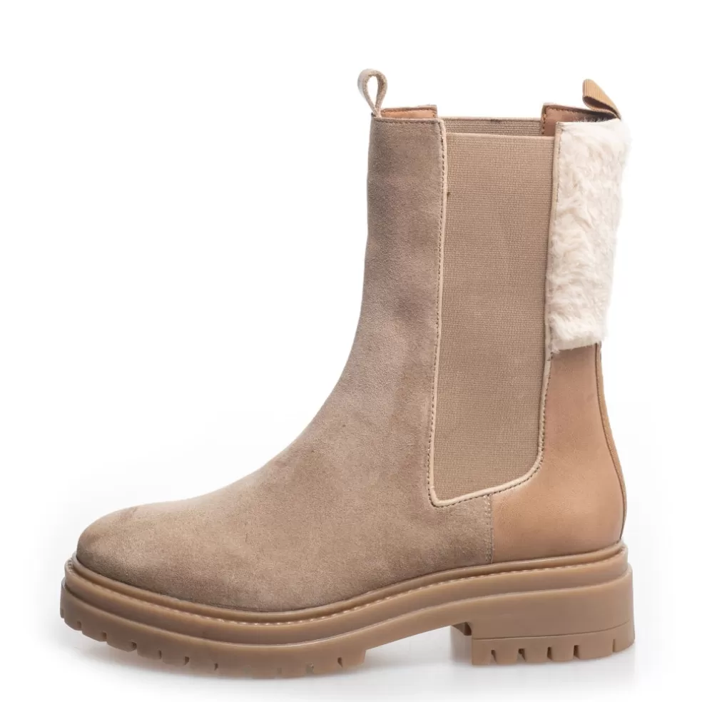 Copenhagen Shoes BEVERLY BOOT SUEDE - SAND*Dame Chelsea Boots | Ankelstøvler