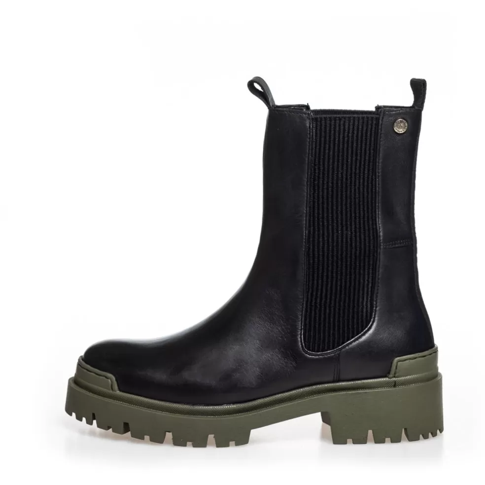 Copenhagen Shoes DAY DREAMING - BLACK W/ARMY SOLE*Dame Chelsea Boots | Ankelstøvler