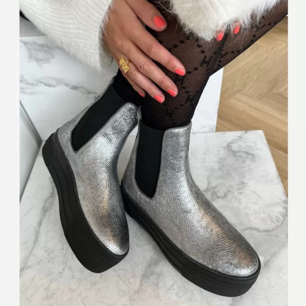 Copenhagen Shoes ENYA BOOT SILVER - Silver Snake*Dame Chelsea Boots | Ankelstøvler