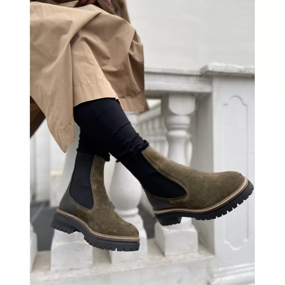 Copenhagen Shoes FALL 21 Suede Copenhagenshoes By Josefine Valentin - Army*Dame Chelsea Boots | Ankelstøvler