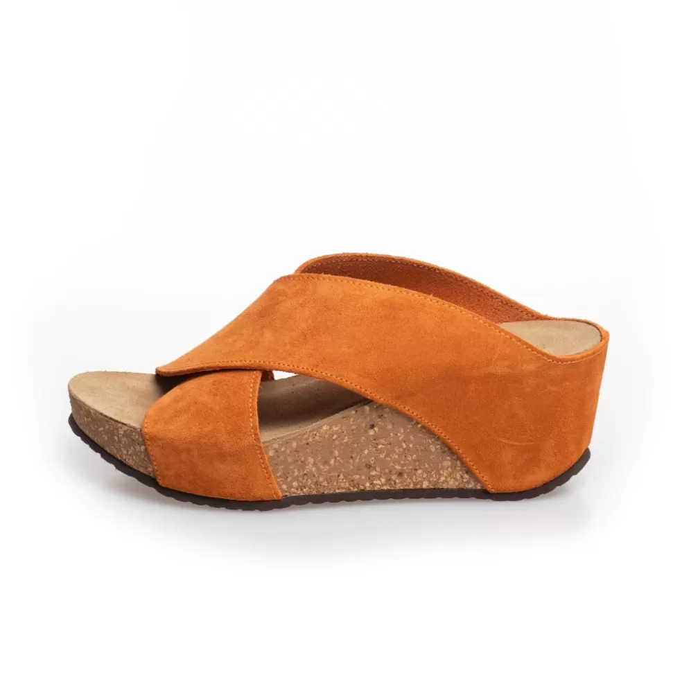 Copenhagen Shoes FRANCES 22 Suede - ORANGE (ARANCIO 400)*Dame Sandaler Med Kilehæle