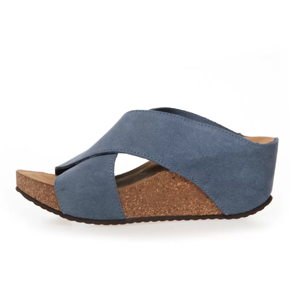 Copenhagen Shoes FRANCES 23 Suede - JEANS U38*Dame Sandaler Med Kilehæle