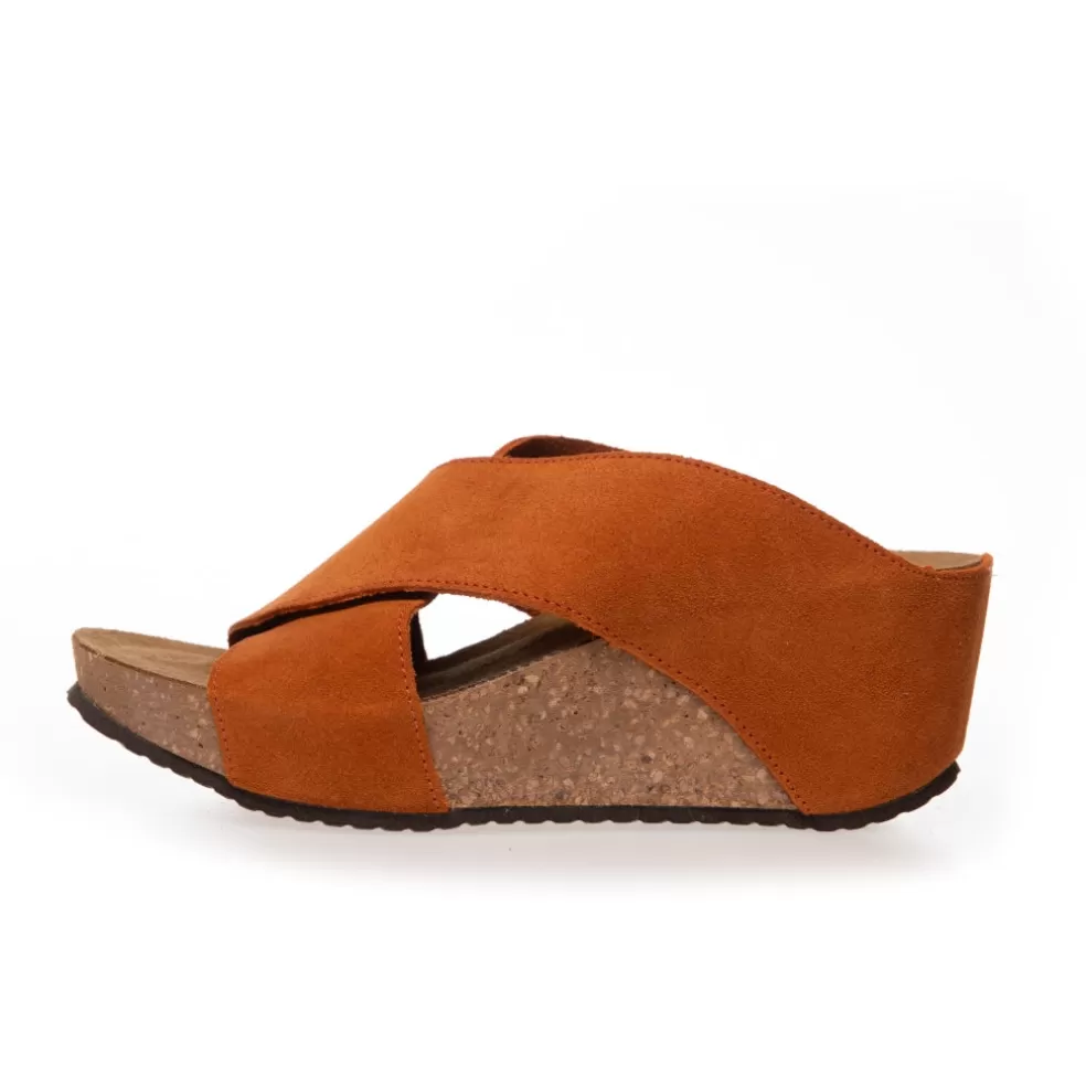 Copenhagen Shoes FRANCES 23 Suede - ORANGE (ARANCIO 400)*Dame Sandaler Med Kilehæle