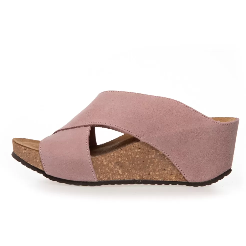 Copenhagen Shoes FRANCES 23 Suede - ROSE (ANTICO 622)*Dame Sandaler Med Kilehæle