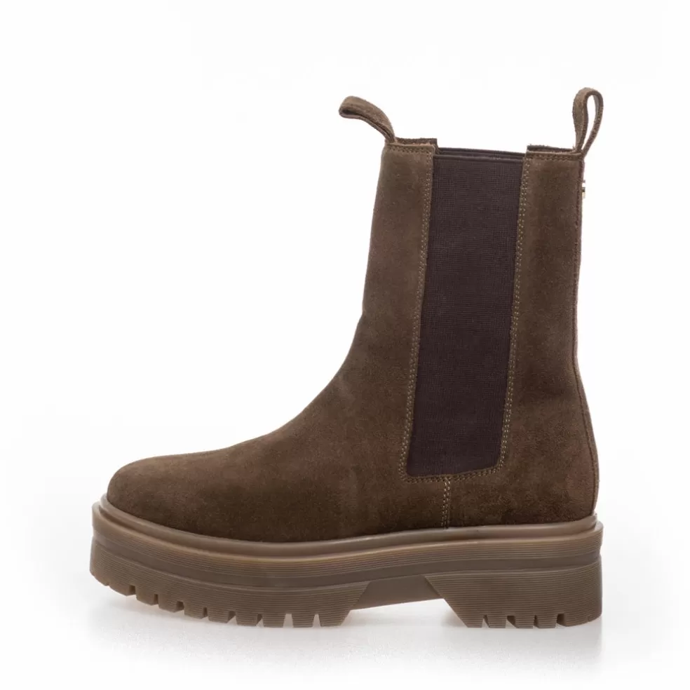 Copenhagen Shoes GOING SUEDE 22 - ARMY W/brown Sole*Dame Chelsea Boots | Ankelstøvler