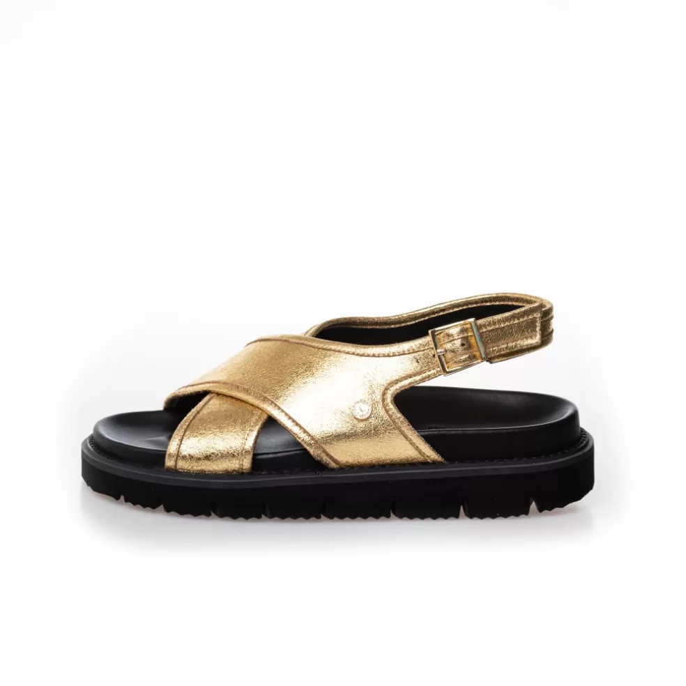 Copenhagen Shoes GOLDIE - GOLD*Dame Flade Sandaler