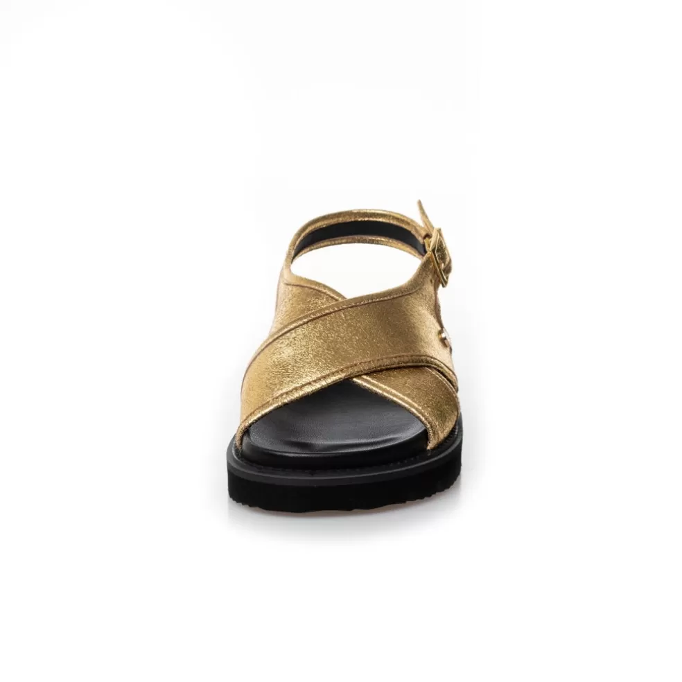 Copenhagen Shoes GOLDIE - GOLD*Dame Flade Sandaler