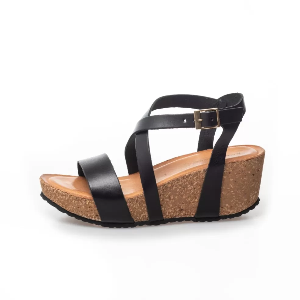 Copenhagen Shoes LAURA 22 - BLACK*Dame Sandaler Med Kilehæle