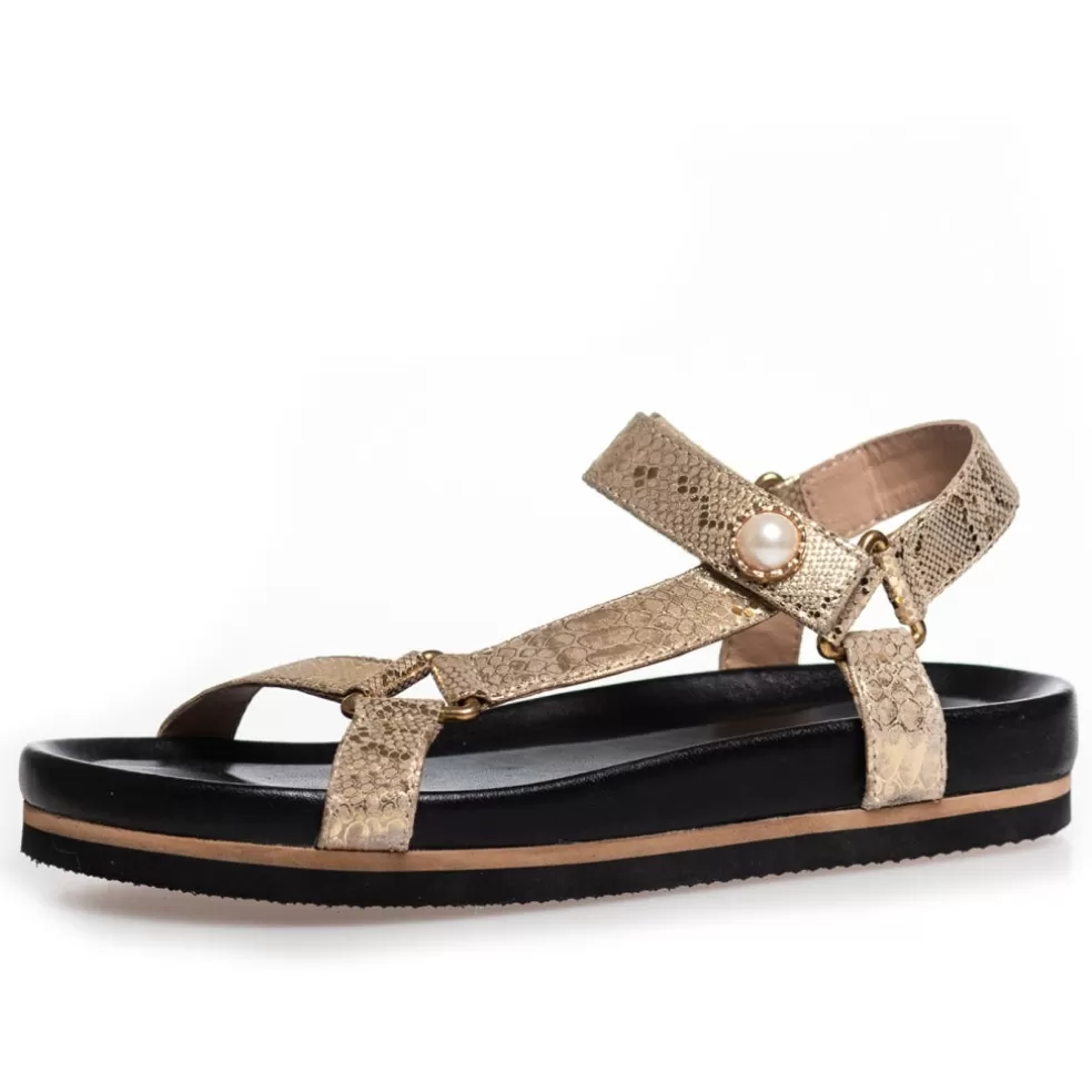 Copenhagen Shoes LIKE A DREAM - Gold Snake*Dame Flade Sandaler