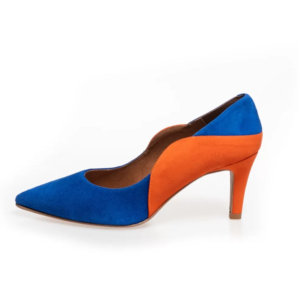 Copenhagen Shoes LOVE AND JOY - ELECTRIC BLUE / ORANGE*Dame Stiletter