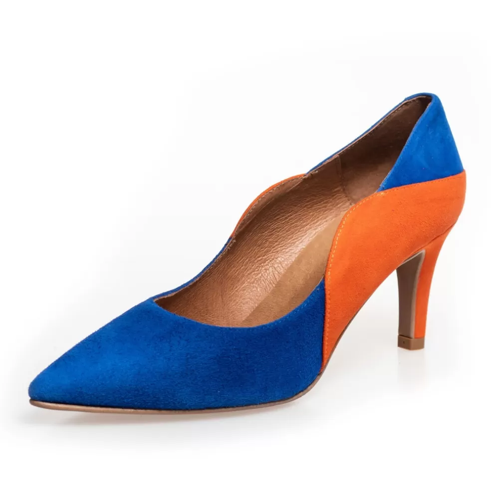 Copenhagen Shoes LOVE AND JOY - ELECTRIC BLUE / ORANGE*Dame Stiletter