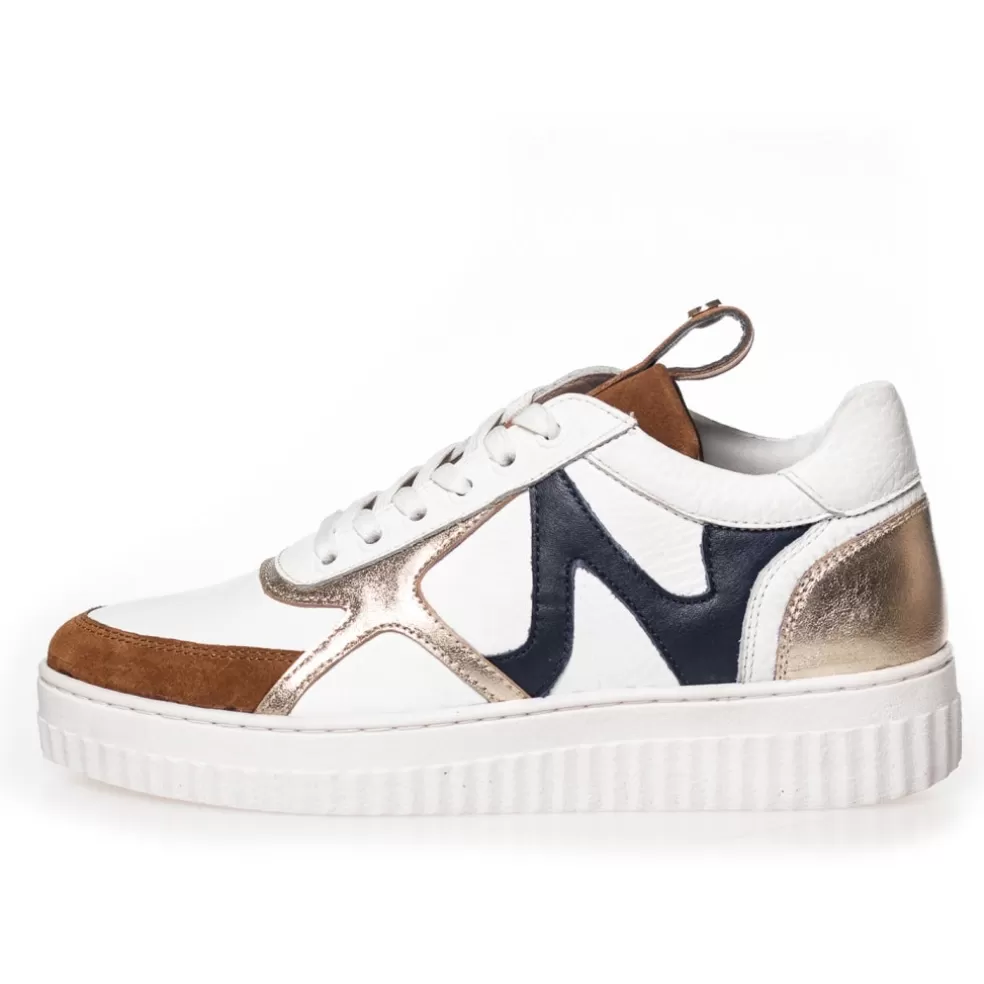 Copenhagen Shoes MY BESTIE - WHITE/COGNAC/NAVY*Dame Sneakers