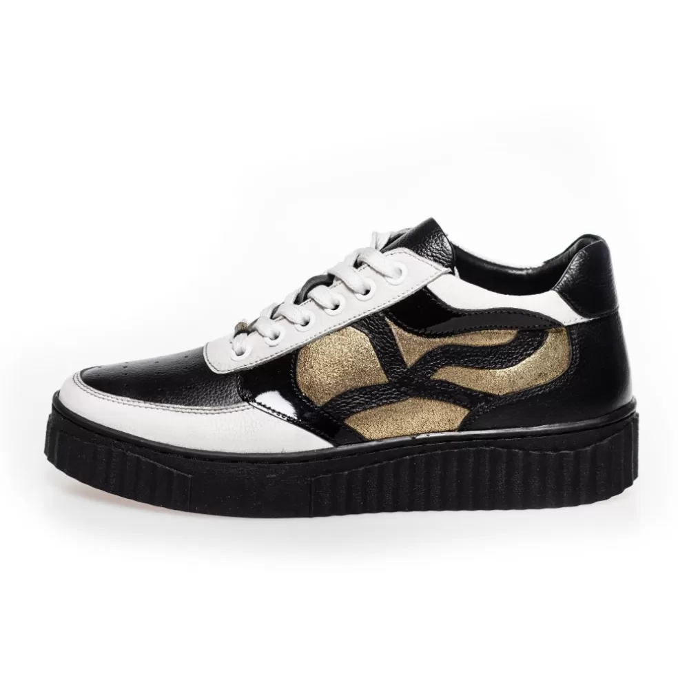 Copenhagen Shoes MY PRIVATE SNEAKS - BLACK/WHITE/GOLD*Dame Sneakers