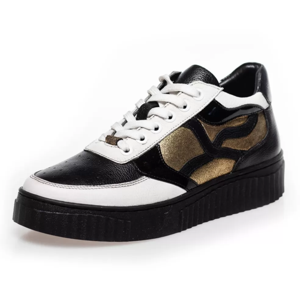 Copenhagen Shoes MY PRIVATE SNEAKS - BLACK/WHITE/GOLD*Dame Sneakers