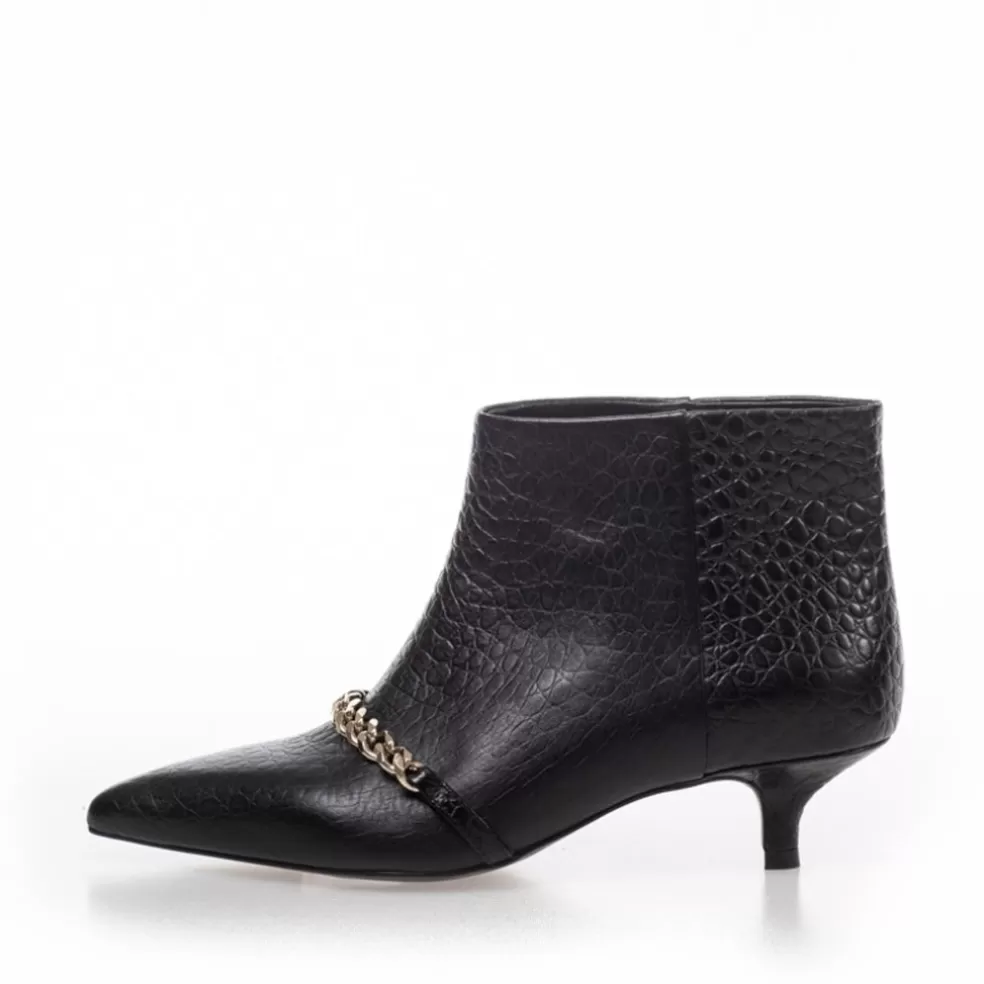 Copenhagen Shoes PARI' CHAIN - Black Croco*Dame Støvler Med Hæl | Ankelstøvler