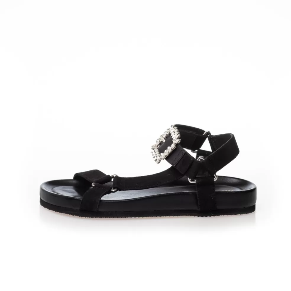 Copenhagen Shoes SIMILI AND DIAMONDS SUEDE - BLACK*Dame Flade Sandaler