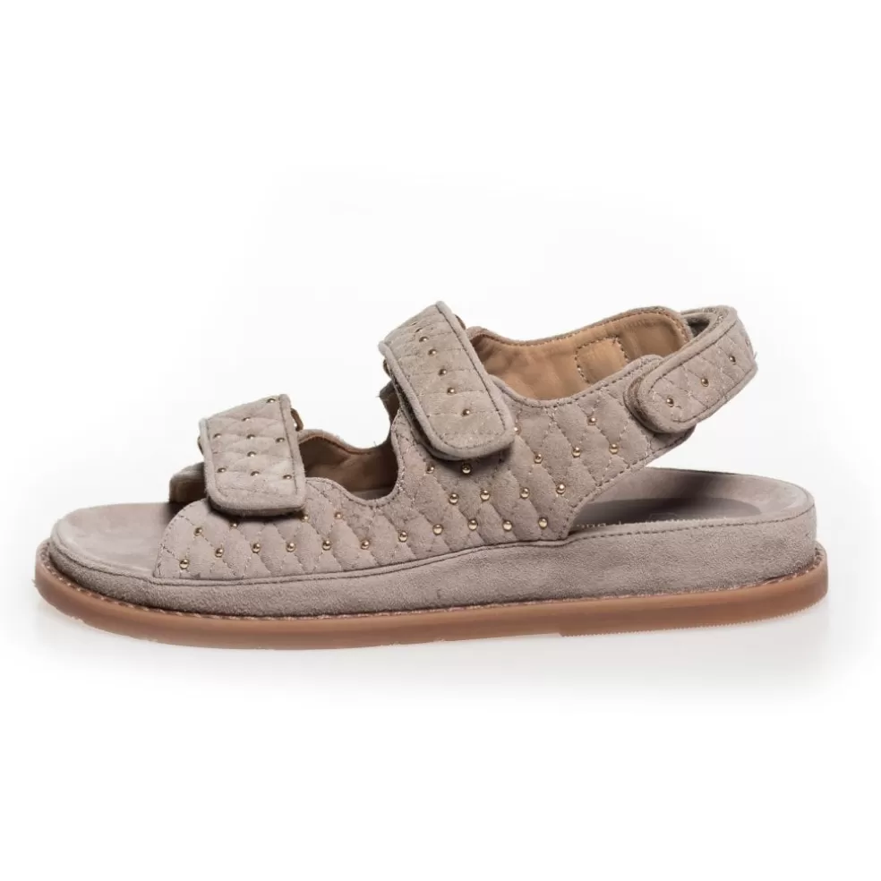 Copenhagen Shoes STUDS ON SUEDE - BEIGE*Dame Flade Sandaler