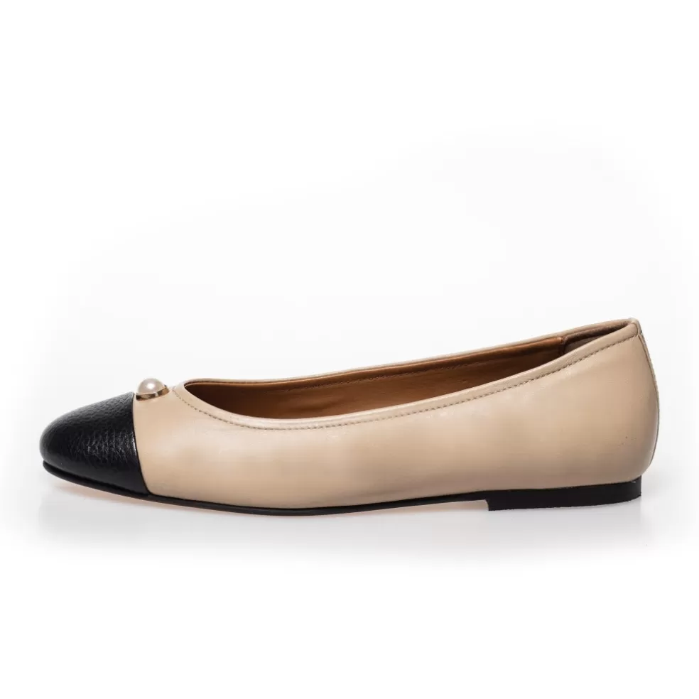 Copenhagen Shoes THE PEARL BALLERINA - BLACK / NUDE*Dame Ballerinasko