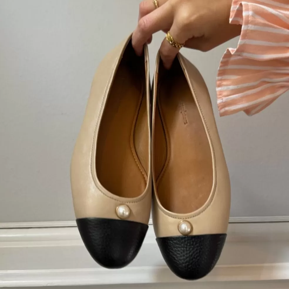 Copenhagen Shoes THE PEARL BALLERINA - BLACK / NUDE*Dame Ballerinasko