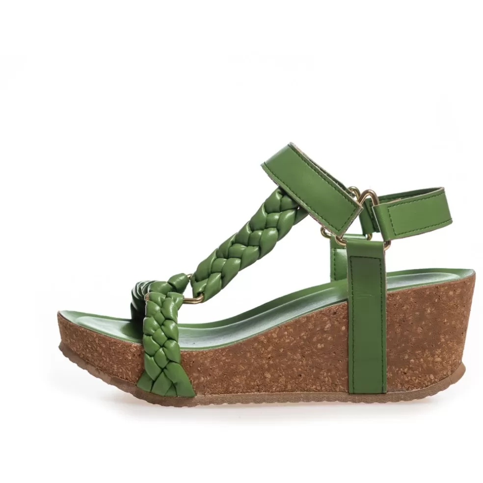 Copenhagen Shoes WOVEN LADY - GREEN*Dame Sandaler Med Kilehæle