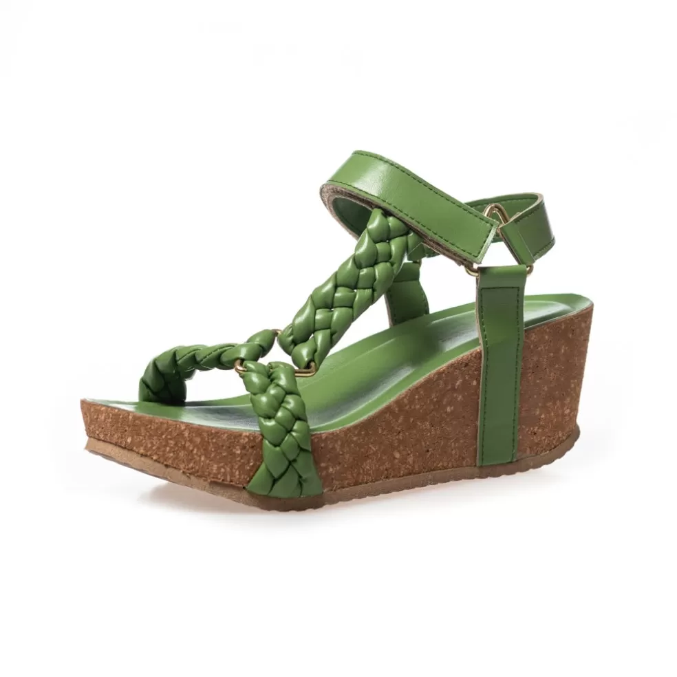 Copenhagen Shoes WOVEN LADY - GREEN*Dame Sandaler Med Kilehæle