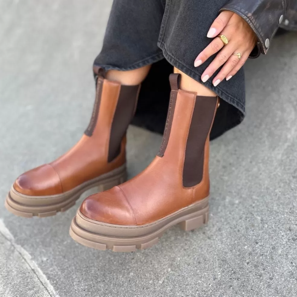 Copenhagen Shoes YOU AND ME 22 - COGNAC*Dame Chelsea Boots | Ankelstøvler